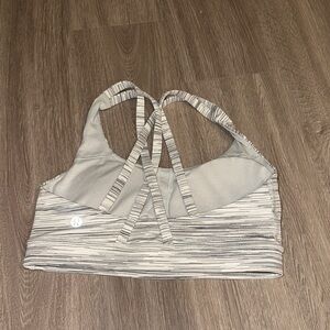lululemon athletica gray, navy, & white size 4 Striped Sports Bra.